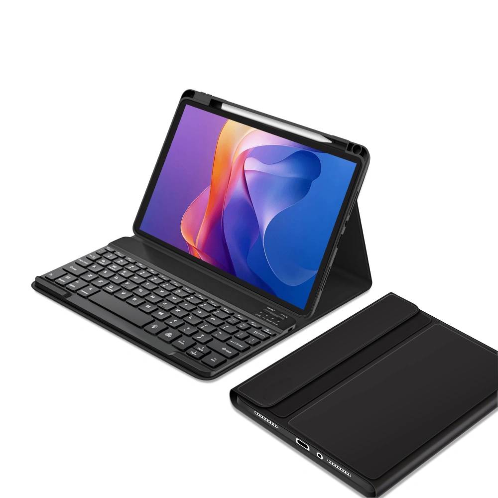 Husa pentru Xiaomi Redmi Pad 2 11 inch 2025 cu tastatura iluminata wireless detasabila RGB 7 lights, Bluetooth, USB Type-C, functie stand si slot stylus, negru