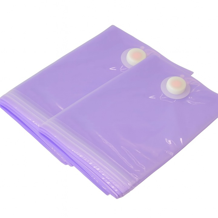 Set 2 saci vidat reutilizabili, 80x130 cm, mov, economisire spatiu 80%