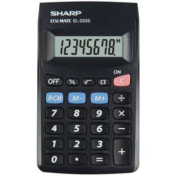 Calculator de buzunar, 8 digits, 103 x 60 x 8 mm, SHARP EL-233SBBK - negru Calculator de buzunar, 8 digits, 103 x 60 x 8 mm, SHARP EL-233SBBK - negru