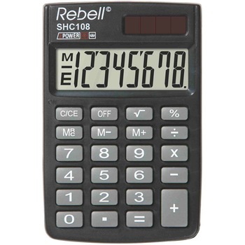 Calculator de buzunar, 8 digits, 88 x 59 x 10 mm, capac din plastic, Rebell SHC108 Calculator de buzunar, 8 digits, 88 x 59 x 10 mm, capac din plastic, Rebell SHC108