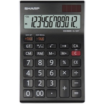 Calculator de birou, 12 digits, 176 x 112 x 13 mm, SHARP EL-125TWH - negru/alb Calculator de birou, 12 digits, 176 x 112 x 13 mm, SHARP EL-125TWH - negru/alb
