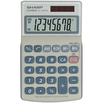 Calculator de buzunar, 8 digits, 116 x 71 x 17 mm, SHARP EL-240SAB - gri Calculator de buzunar, 8 digits, 116 x 71 x 17 mm, SHARP EL-240SAB - gri