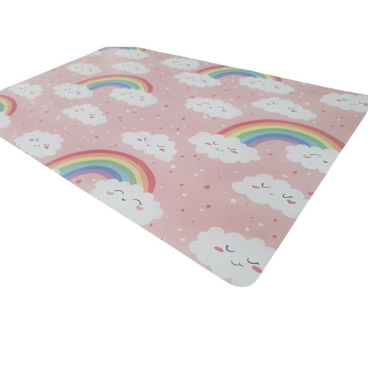 Комплект от 2, Поставка за чинии с мотив "Дъга", 43,5x28,5 см, Розов / Многоцветен