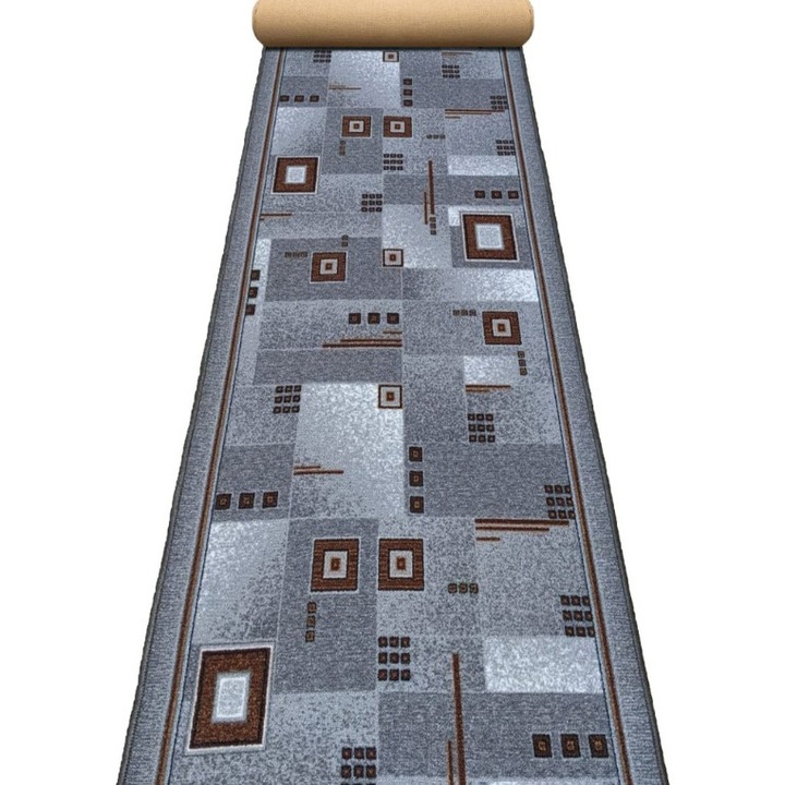 Traversa Festonata / Surfilata, Model Covorexpert Print Dekart, Tesatura Plata, Latime 0.8m, Marime 80 x 700 cm, Gri, Antialergic, Polipropilena, Living, Dormitor, Coridor, Hol 80 x 700