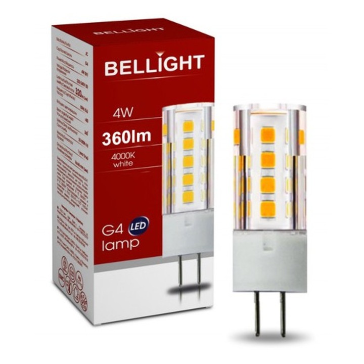 Bec LED G4 4W Bellight, 360lm, 16x45mm, 12V AC/DC