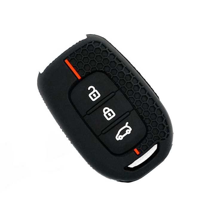 Husa Cheie Auto EHS E-Husa, din silicon negru cu dunga rosie, fara decupaj sigla, cu agatatoare