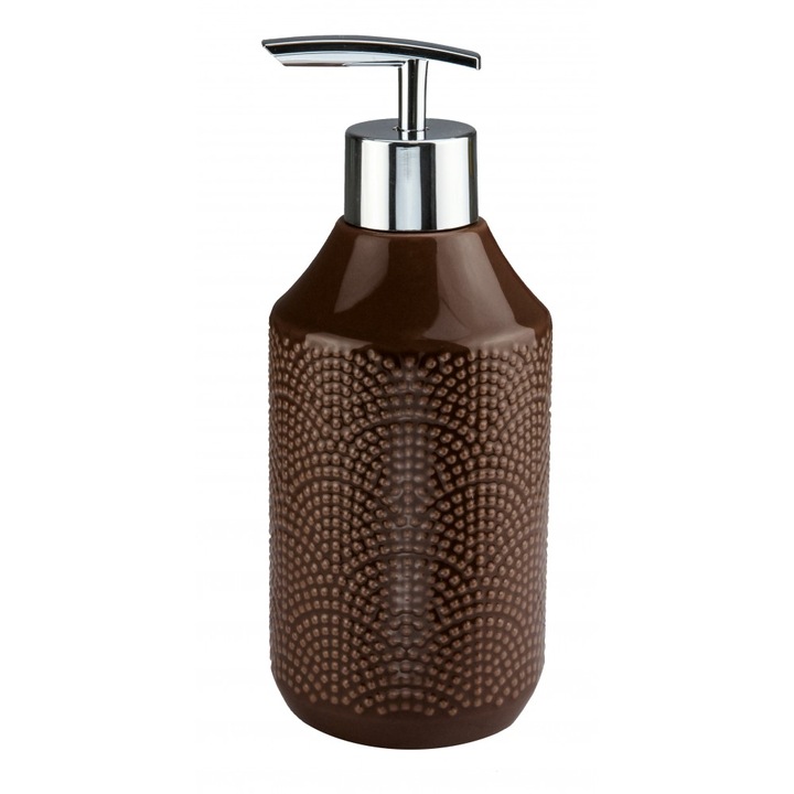 Dozator sapun lichid, maro inchis, ceramica, capacitate 280 ml