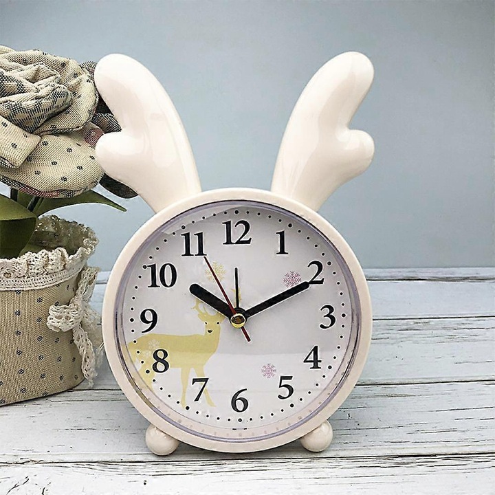 Ceas desteptator pentru dormitor Saytay, ceas desteptator cu coarne de cerb, ceas de birou pentru decorarea casei studentesti