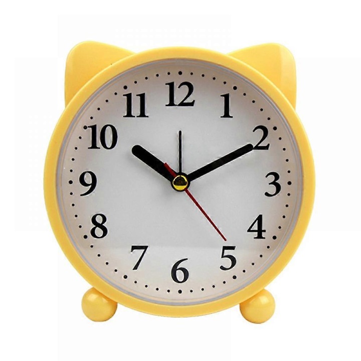 Ceasuri desteptatoare pentru dormitoare, ceas desteptator cu desene animate, ceas desteptator cu purcelus, lumina de noapte, ceas de birou pentru decorarea casei pentru studenti si copii (galben fara model)