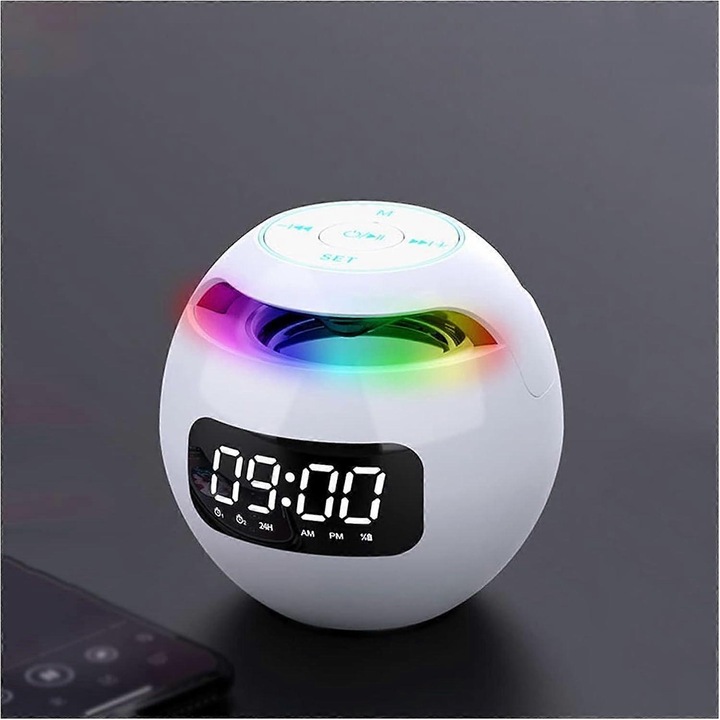 Kijelzős óra, ébresztőóra otthonra és irodába, LED kijelzővel, okos Bluetooth hangszóróval, FM rádióval, MP3-mal, zenelejátszással, asztali órával, digitális órákkal (szín: Br)