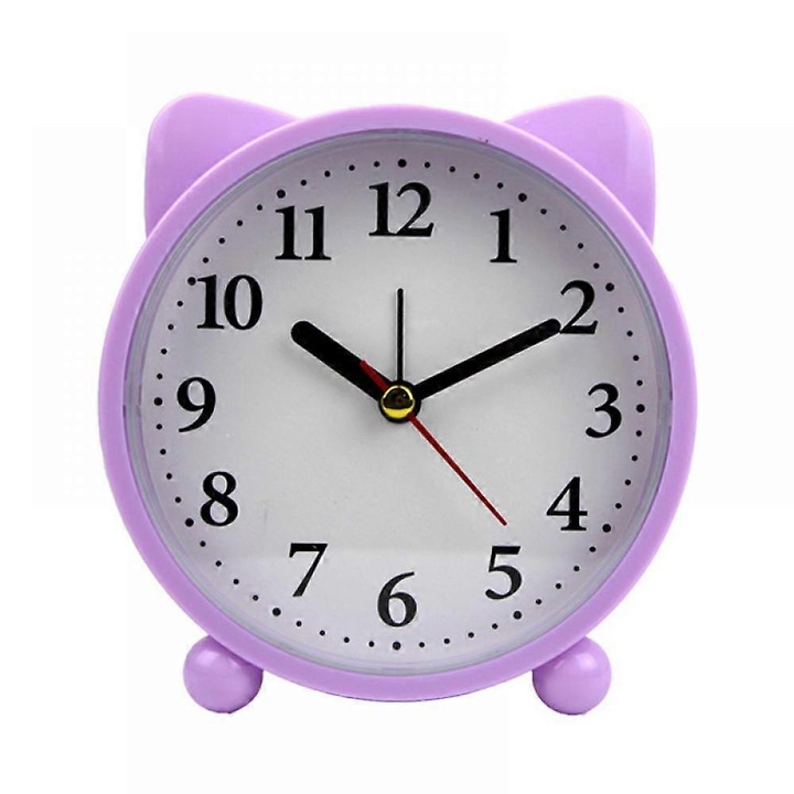Ceasuri desteptatoare pentru dormitoare, ceas desteptator cu desene animate, ceas desteptator cu purcelus, lumina de noapte, ceas de birou pentru decorarea casei pentru studenti si copii (violet fara model)