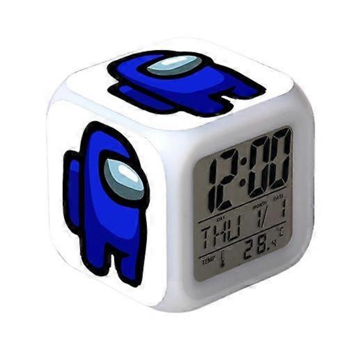 7 színű, változtatható digitális ébresztőóra, Űrfarkasgyilkos modell, idővel, hőmérséklettel, ébresztővel és dátummal