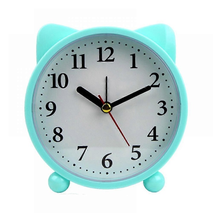 Ceasuri desteptatoare Saytay pentru dormitoare, ceas desteptator cu desene animate, ceas desteptator cu purcelus, lumina de noapte, ceas de birou pentru decorarea casei pentru studenti si copii (albastru fara pat)
