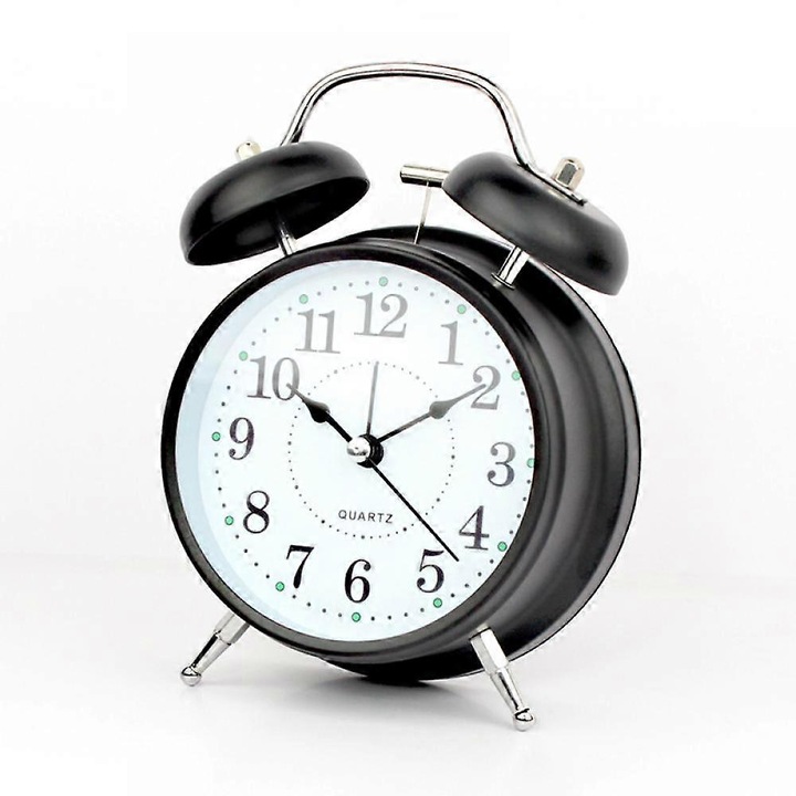 Ceas desteptator Saytay de 4 inci, ceas desteptator analogic cu clopot metalic, ceas de birou pentru decorarea casei studentesti