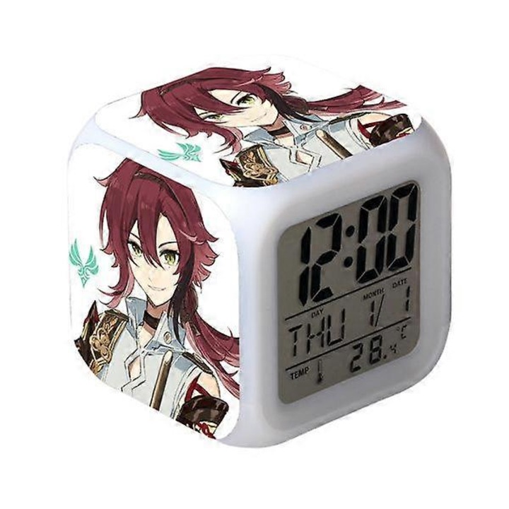 Wekity Game Yuanshen ébresztőóra, négyzet alakú LED óra, digitális ébresztőóra idővel, hőmérséklettel, riasztással, dátummal