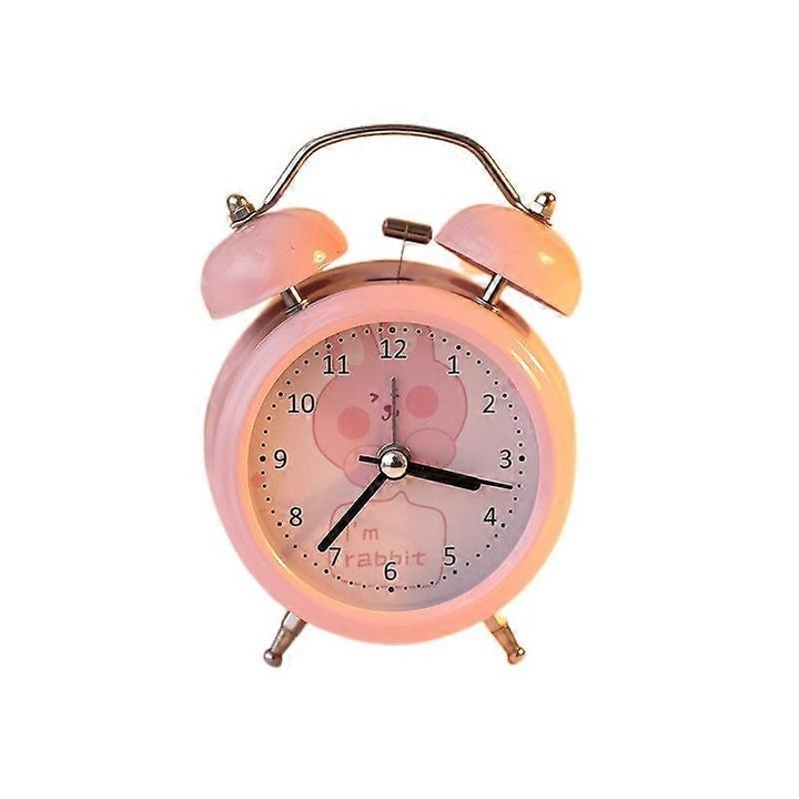 Mini ceas desteptator creativ de 3 inch, ceas de birou mic, silentios, alimentat cu baterii, fara ticaituri, pentru noptiera, dormitor