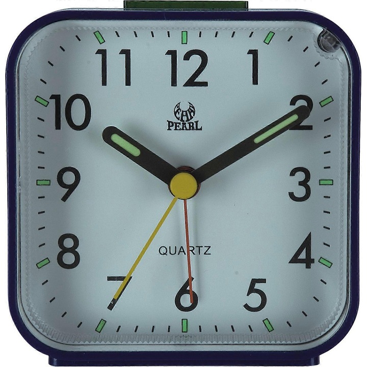 Saytay kis utazó ébresztőóra, analóg kvarc ébresztőóra, éjjeliszekrényre - kék