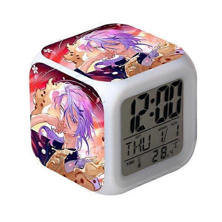 Wekity Game Yuanshen ébresztőóra, négyzet alakú LED óra, digitális ébresztőóra idővel, hőmérséklettel, riasztással, dátummal