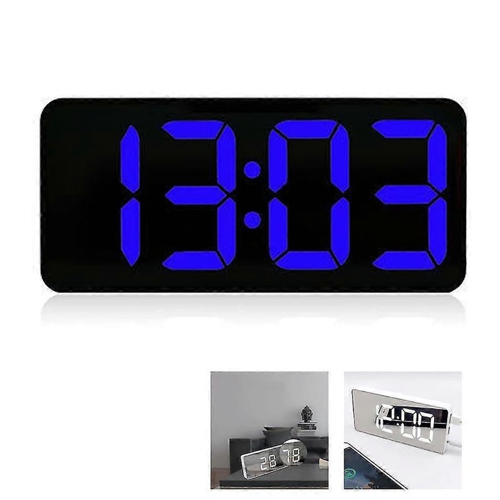 Ceas desteptator digital cu afisaj LED mare pentru temperatura, ceas de masa