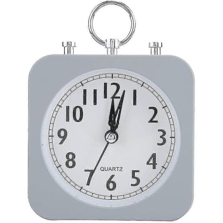 Ceas desteptator silentios pentru birou, ceas desteptator vintage retro clasic, ceas desteptator de noptiera cu clopote duble puternice, ceas cu cuart pentru bucatarie, dormitor si birou