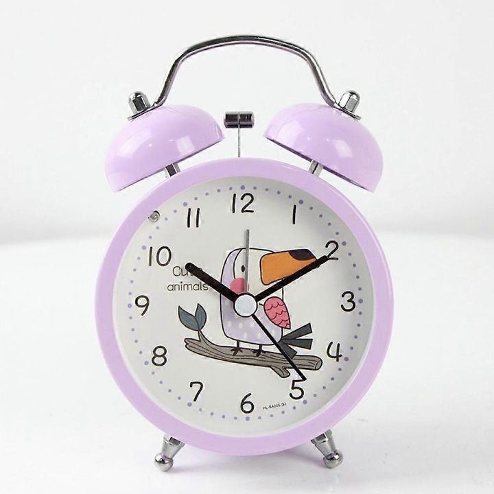 Ceas desteptator Saytay de 3 inci, ceas desteptator analogic din metal cu animale, ceas de birou pentru decorarea casei studentesti