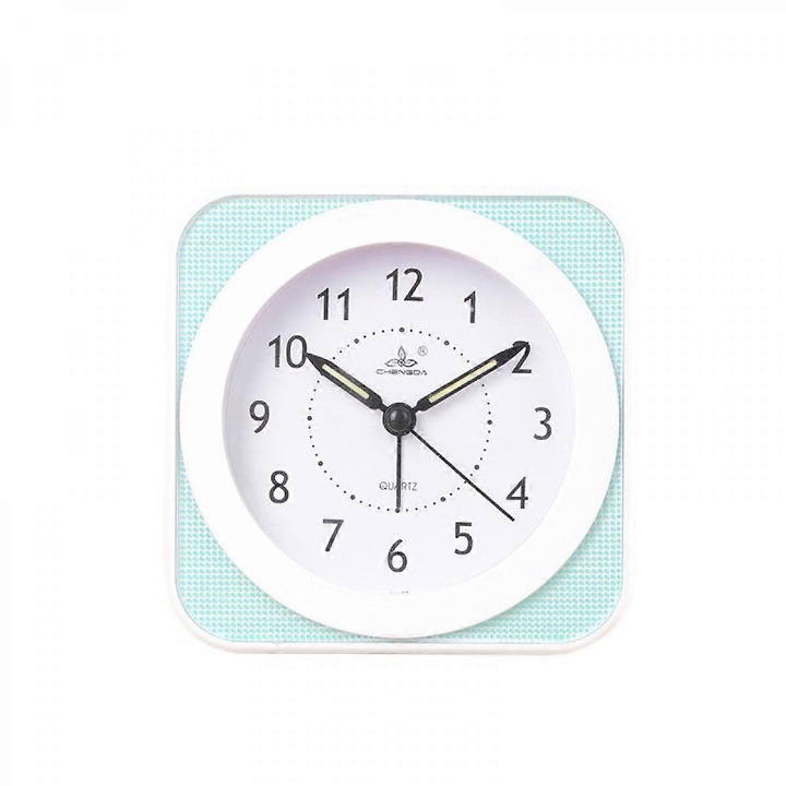 Stil simplu mut cu lumina de noapte pentru studenti, copii, adulti, dragut ceas pentru dormitor, noptiera, mic ceas desteptator (verde) 5 inch