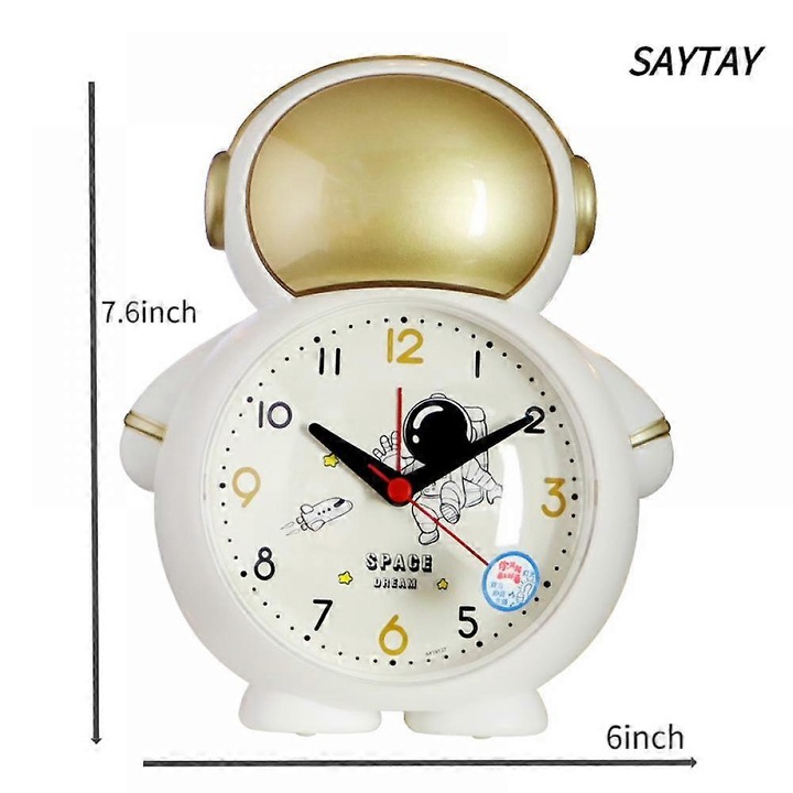 Ébresztőóra, kreatív ébresztőóra diákoknak űrhajóssal (arany)