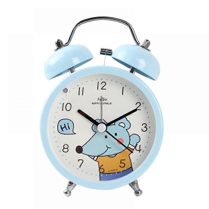 Ceas desteptator Saytay de 3 inci, ceas desteptator analogic din metal cu animale, ceas de birou pentru decorarea casei studentesti