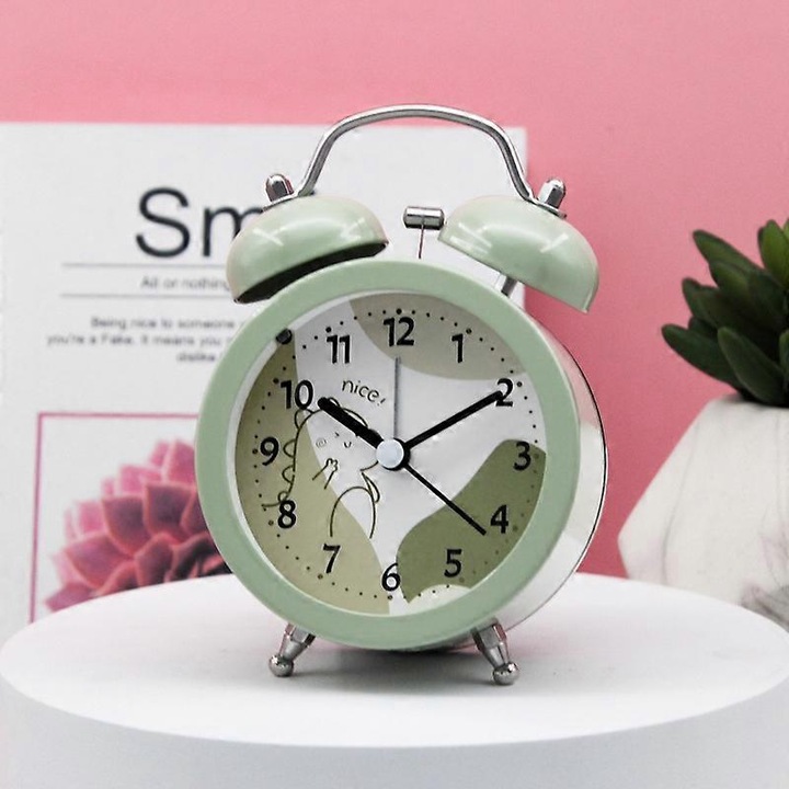 Ceas desteptator Saytay de 3 inci, ceas desteptator analogic din metal cu animale, ceas de birou pentru decorarea casei studentesti