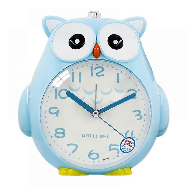 Saytay ébresztőórák hálószobába, rajzfilm ébresztőóra, bagoly ébresztőóra, éjszakai fény, asztali óra otthoni dekorációhoz diákoknak és gyerekeknek (kék)
