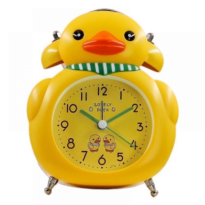 Ceasuri desteptatoare Saytay pentru dormitoare, ceas desteptator cu desene animate, ceas desteptator cu ratusca galbena, ceas de birou pentru decorarea casei pentru studenti si copii (verde)