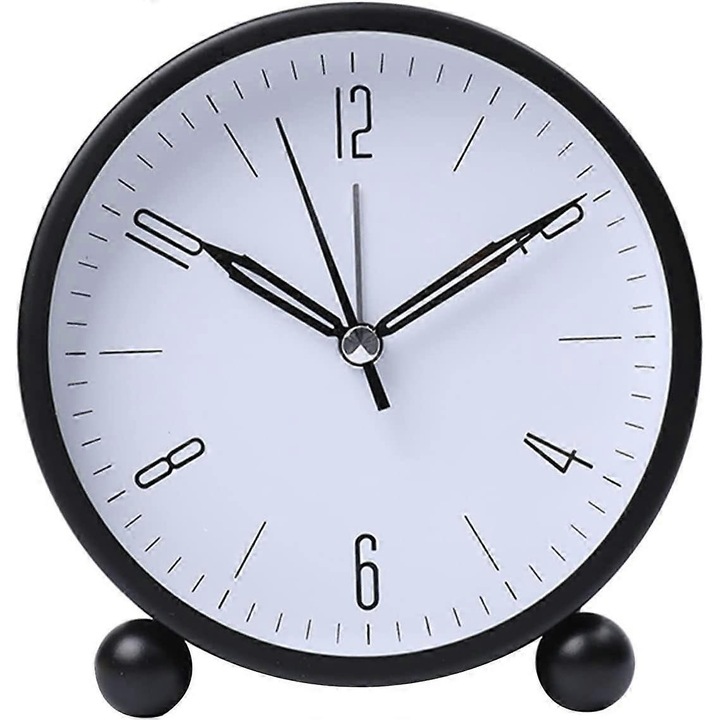 Светещ настолен часовник, малка аларма, учениците използват безшумна декорация на работния плот, детски работен плот, за да стават у дома (цвят: черен)