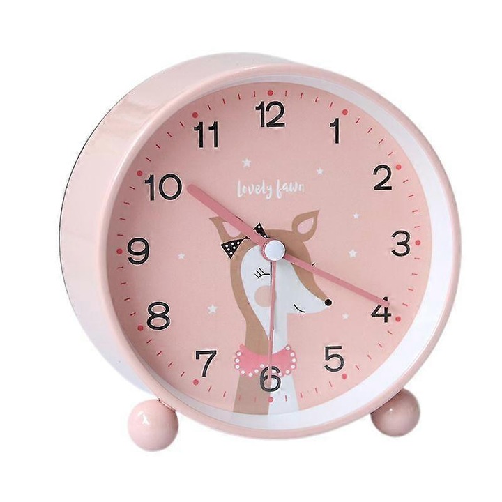 4 hüvelykes analóg ébresztőóra, elemes, csendes, kis asztali óra éjszakai fénnyel, asztali óra éjjeliszekrényre, hálószobába