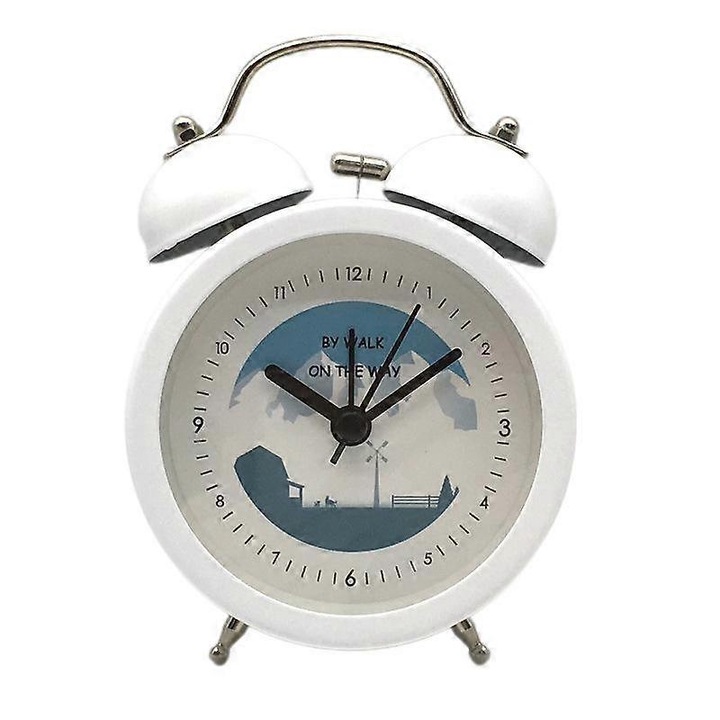 Ceas desteptator analogic, ceas desteptator rotund de 3 inch, fara ticaiat, ceas desteptator super silentios, design simplu si elegant pentru birou/dormitor