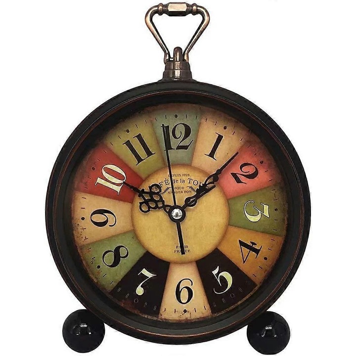 Ceas desteptator de birou cu lampa de noapte, ceas desteptator cu lumina de noapte puternica, alimentat cu baterii (stil toscan)