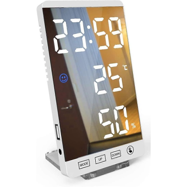 Ceas desteptator digital cu port de incarcare USB, 12/24h