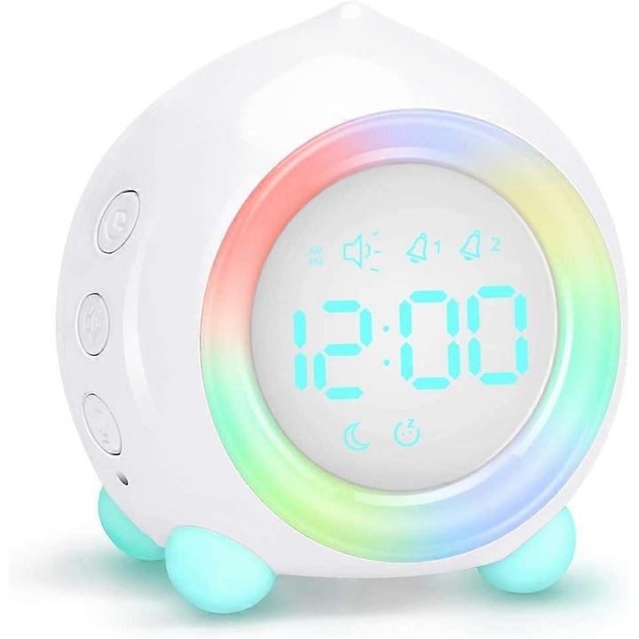 Digitális ébresztőóra, LED éjjelióra, kettős ébresztőóra éjszakai fénnyel, gyerek ébresztőóra, kis ébresztőóra hálószobába utazáshoz, USB-tápellátású