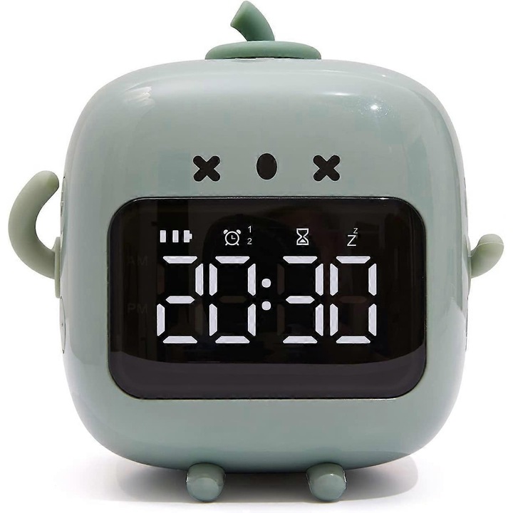 Ceas desteptator dragut, ceas desteptator digital robotizat, incarcabil cu amanare si cronometru, ceas de masa cu ecran luminos activat vocal multifunctional pentru baieti si fete