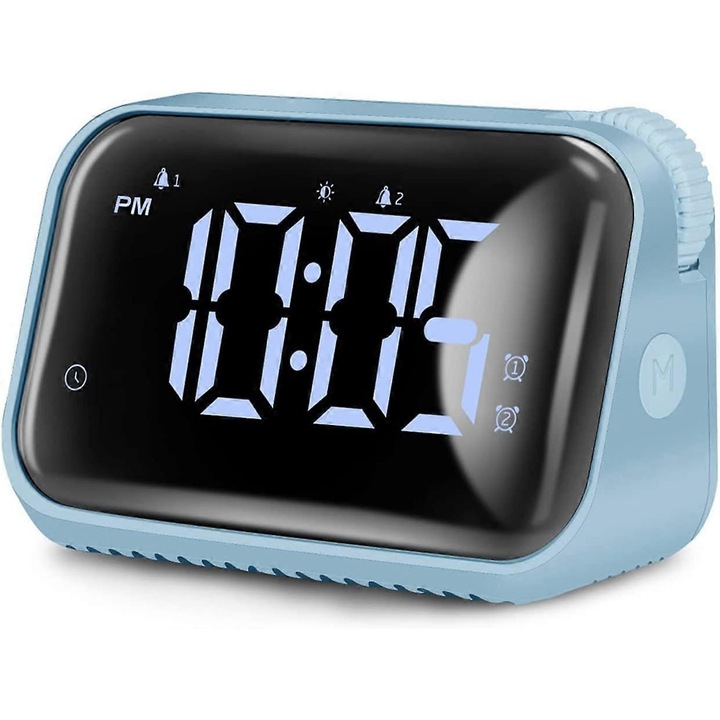Mini digitális ébresztőóra, tükörüveg anyagú éjjelióra háttérvilágítással, kettős ébresztő szundi és hétvégi móddal, könnyen használható intelligens asztali óra