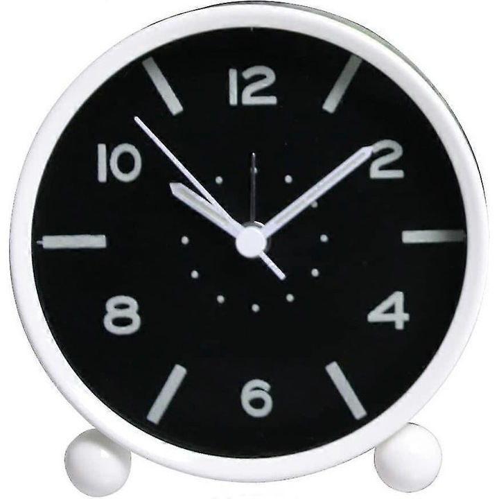 Lakberendezési óra, klasszikus, kicsi, kerek, némítás, ébresztőóra, fluoreszkáló, világító, csendes, éjszakai fénnyel, kreatív kvarc, ébresztő, prémium minőség