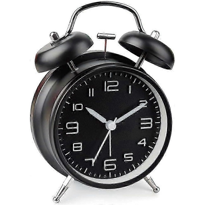 Ébresztőóra dupla csengővel és éjszakai fénnyel, elemes, hangos ébresztő mélyen alvóknak 4