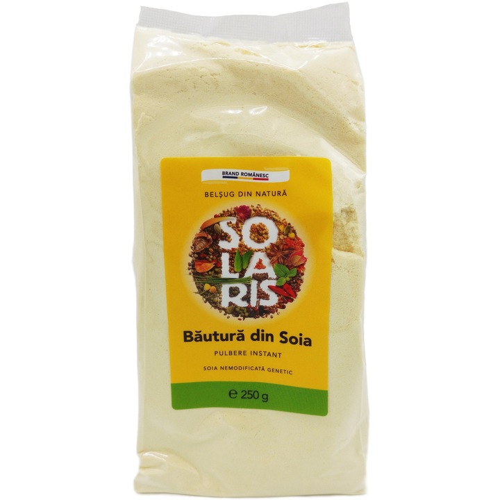 Lapte praf instant de Soia integrala (Non-GMO), 100% natural fara chimicale, ideal pentru Vegani si Post, 250g, Solaris Plant