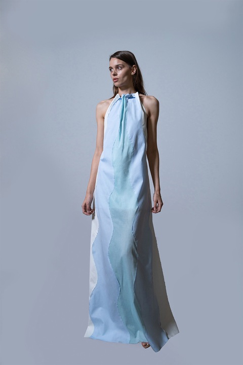 UVIA, Rochie lunga lejera, Alb/Albastru deschis, One Size