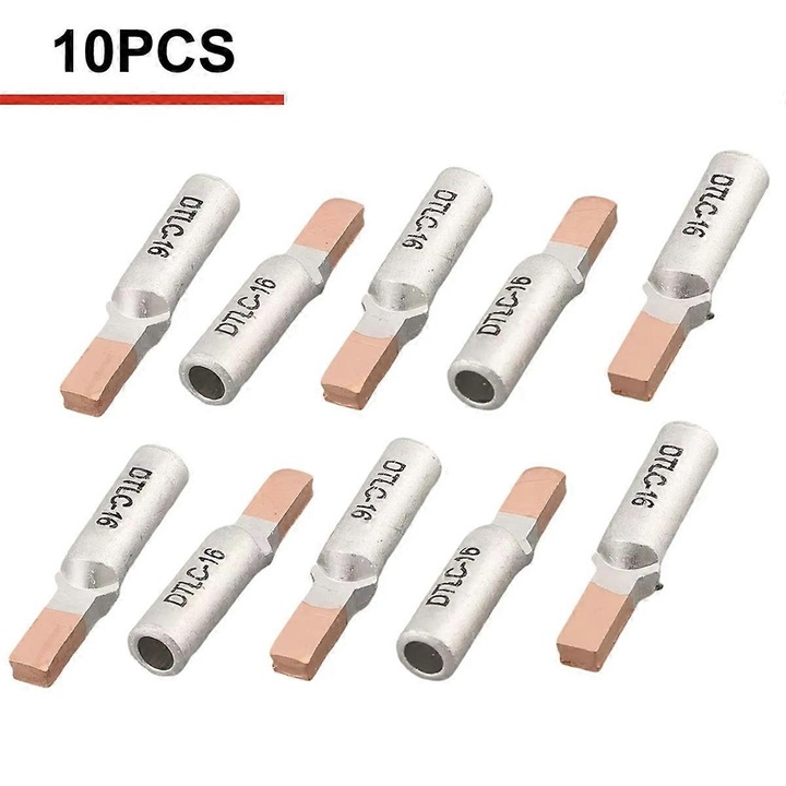 Set 10 x Conectori terminali cablu electric, bimetalici, argintii, cupru si aluminiu