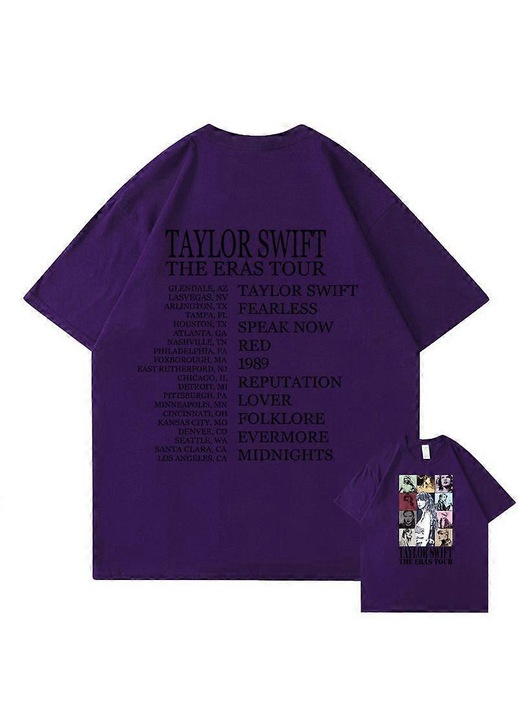 Férfi póló, Swift The Eras mintával, pamut, lila
