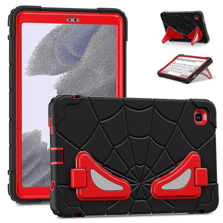 Spider szilikon hibrid PC tablet tok, ütésálló, fekete, Samsung Galaxy Tab A7 Lite T220-hoz