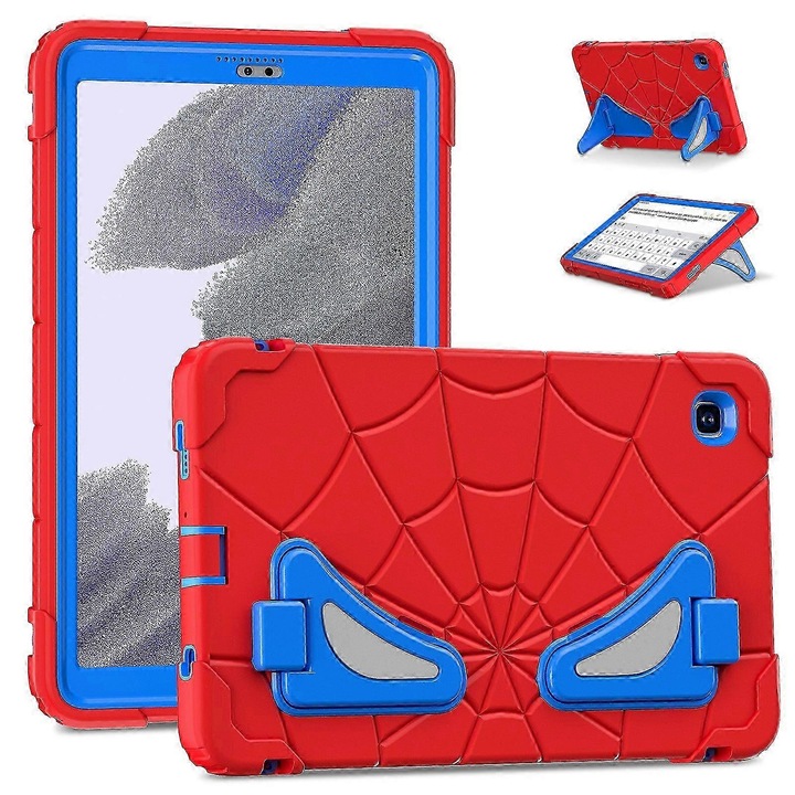 Spider szilikon hibrid PC tablet tok, ütésálló, Samsung Galaxy Tab A7 Lite T220-hoz, fekete