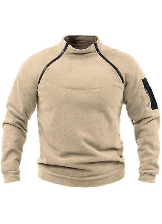 Férfi pulóver, negyedcipzáras kapucnis pulóver, 30% pamut, 70% poliészter