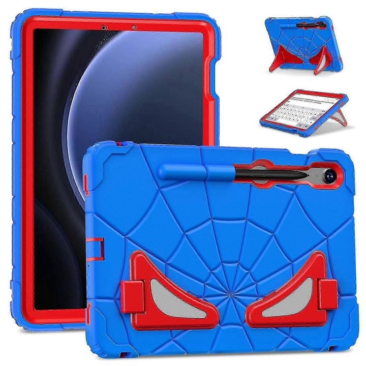 Husa tableta Spider Silicona Hybrid PC, protectie socuri, neagra, pentru Samsung Galaxy S9 FE/S8/S7