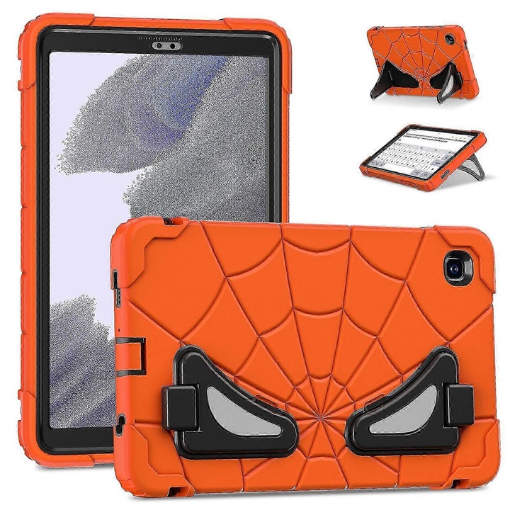 Spider szilikon hibrid PC tablet tok, ütésálló, fekete, Samsung Galaxy Tab A7 Lite T220-hoz
